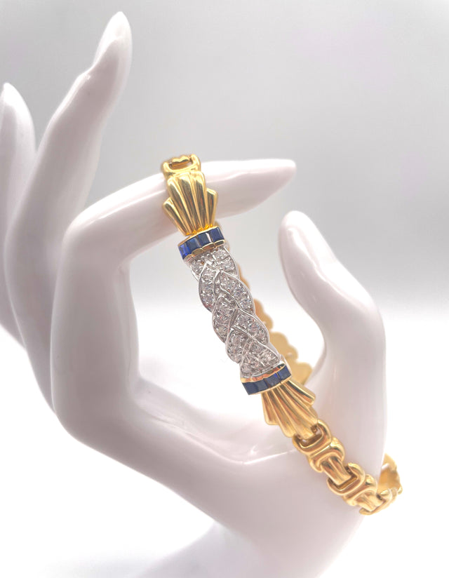 Saphir & Brillianten Bicolor Armband