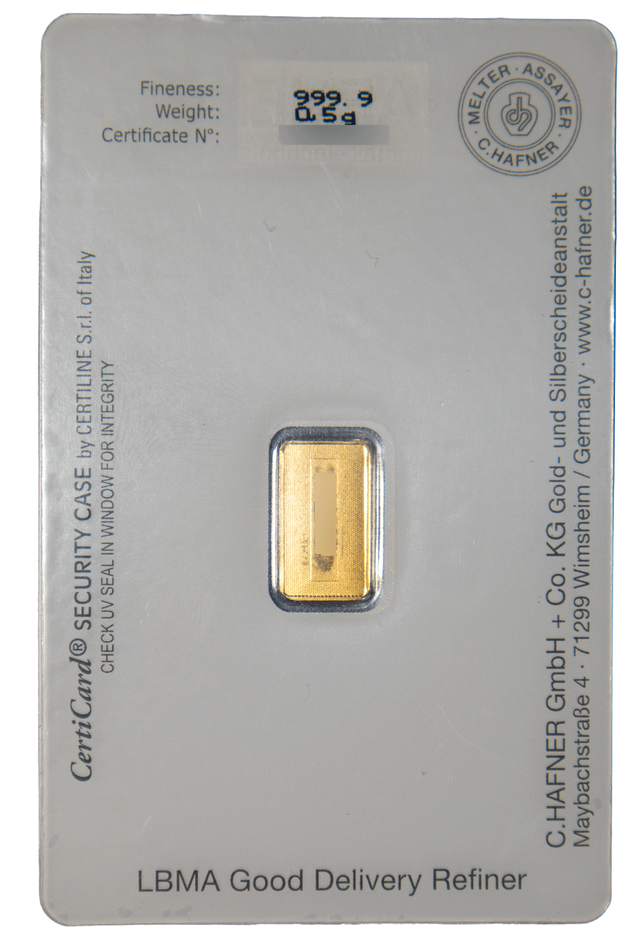 Goldbarren 0.5g kaufen C.Hafner