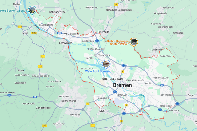 Kartenausschnitt der Bremen zeigt