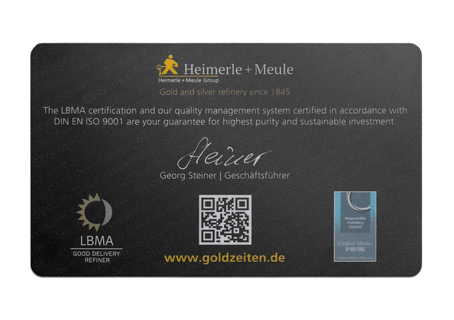 1g Heimerle + Meule Goldbarren Discover Card