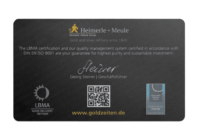 1g Heimerle + Meule Goldbarren Discover Card