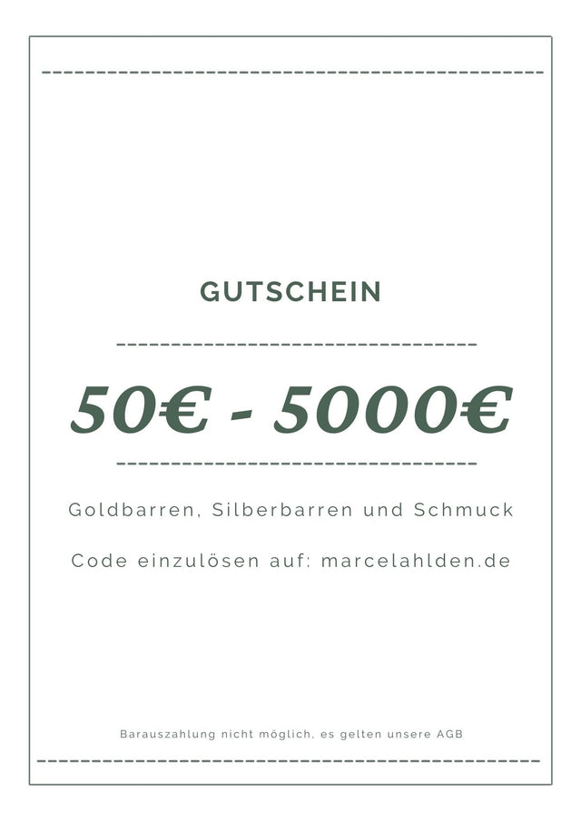 Geschenkgutschein - Marcel Ahlden Gold, Silber und Schmuck