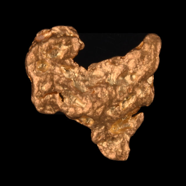 Goldnugget aus Leonora, Westaustralien, 0,24 g, Unikat Nr. 26-0197, freigestellt vor schwarzem Grund