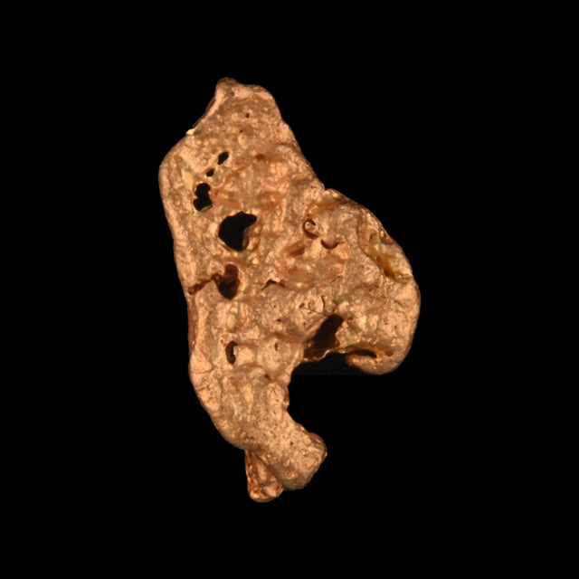 Goldnugget aus Leonora, Westaustralien, 0,35 g, Unikat Nr. 26-0164, freigestellt vor schwarzem Grund