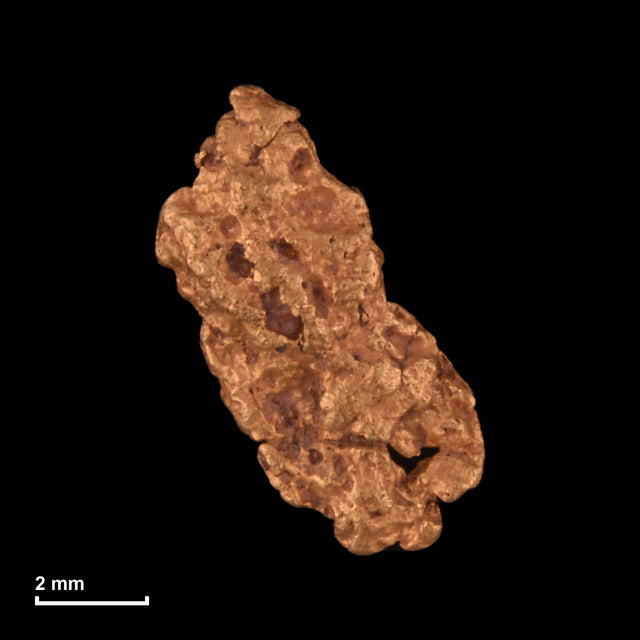Goldnugget Nr. 26-0213 mit Maßstab: 8,3 × 5,8 mm bei 0,35 g