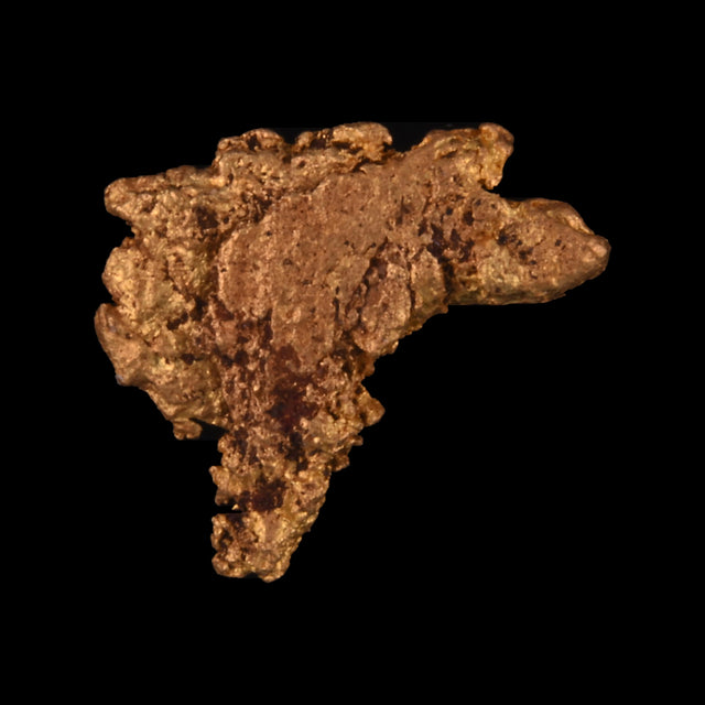 Goldnugget aus Leonora, Westaustralien, 0,42 g, Unikat Nr. 26-0176, freigestellt vor schwarzem Grund