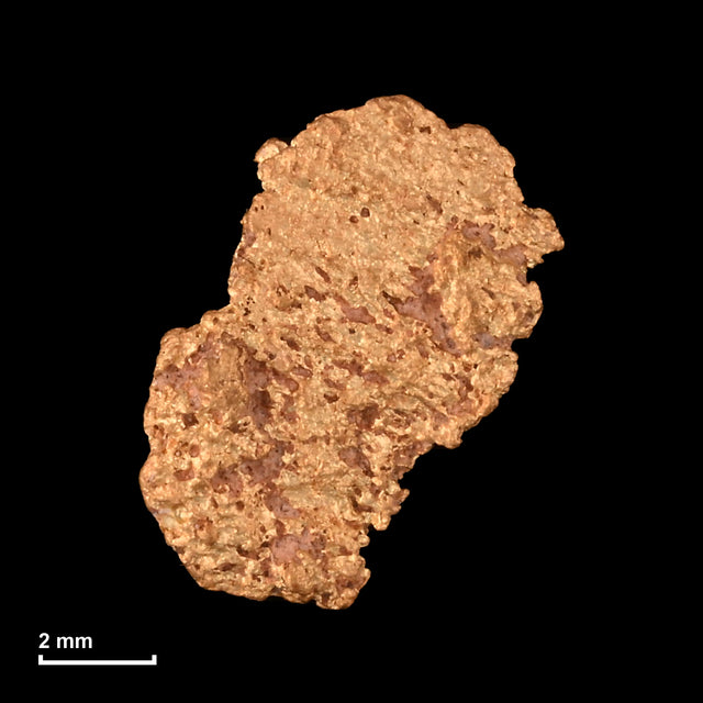 Goldnugget Nr. 26-0328 mit Maßstab: 8,7 × 7,2 mm bei 0,42 g
