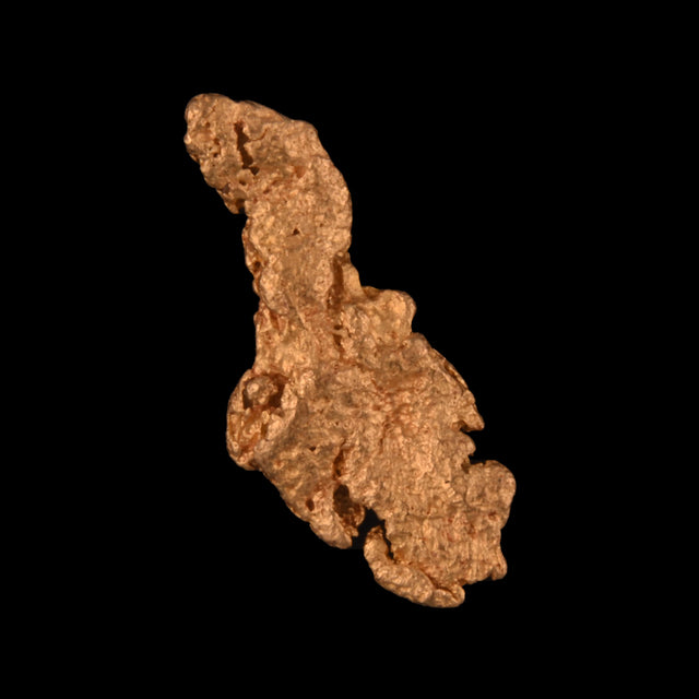 Goldnugget aus Leonora, Westaustralien, 0,44 g, Unikat Nr. 26-0143, freigestellt vor schwarzem Grund