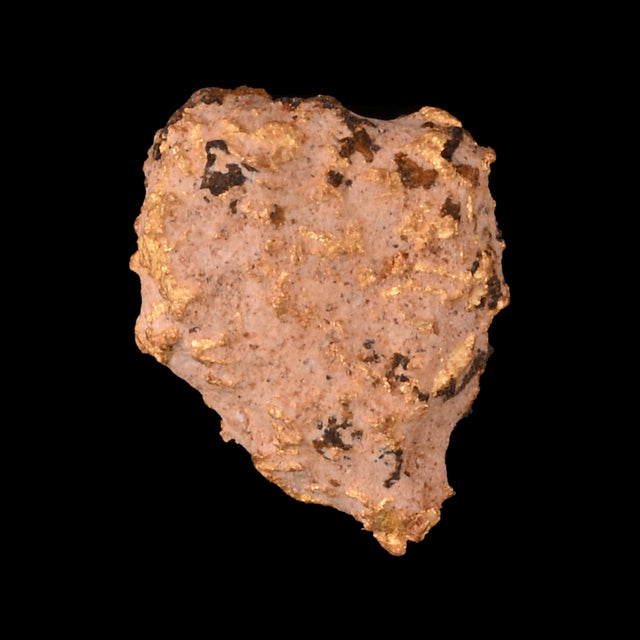 Goldnugget aus Leonora, Westaustralien, 0,48 g, Unikat Nr. 26-0315, freigestellt vor schwarzem Grund