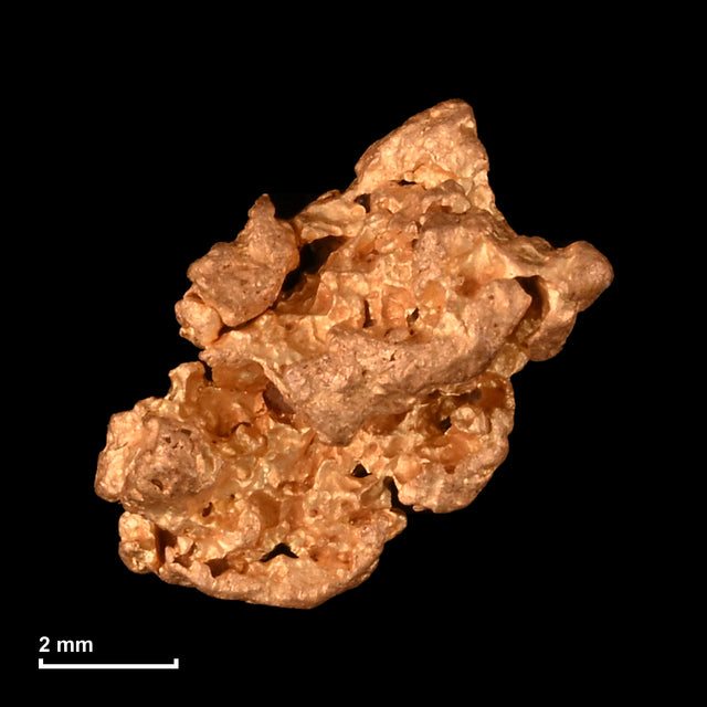 Goldnugget Nr. 26-0322 mit Maßstab: 7,4 × 7,3 mm bei 0,48 g