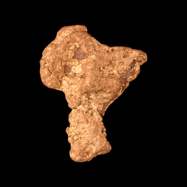 Goldnugget aus Leonora, Westaustralien, 0,52 g, Unikat Nr. 26-0312, freigestellt vor schwarzem Grund