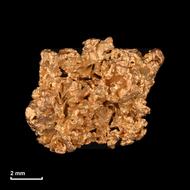 Goldnugget Nr. 26-0122 mit Maßstab: 8,7 × 7,3 mm bei 0,53 g