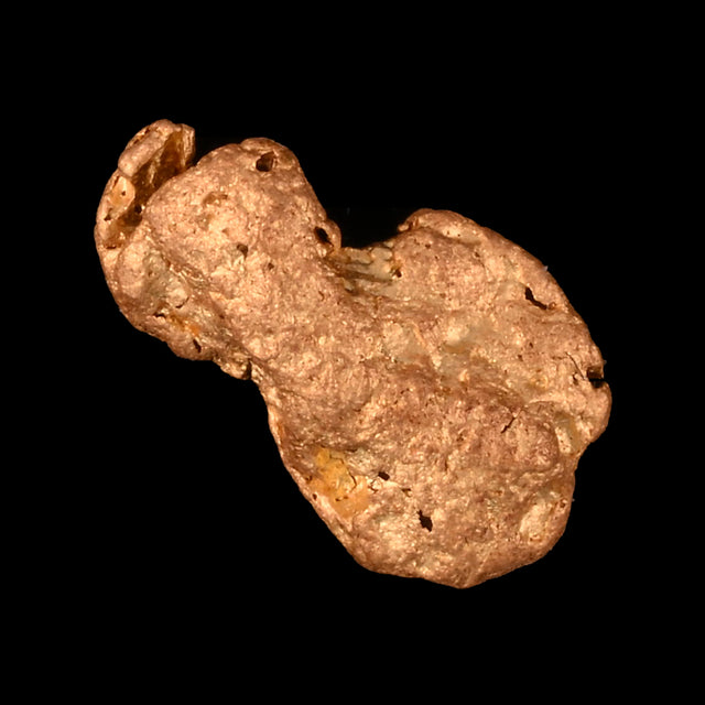 Goldnugget aus Leonora, Westaustralien, 0,53 g, Unikat Nr. 26-0320, freigestellt vor schwarzem Grund