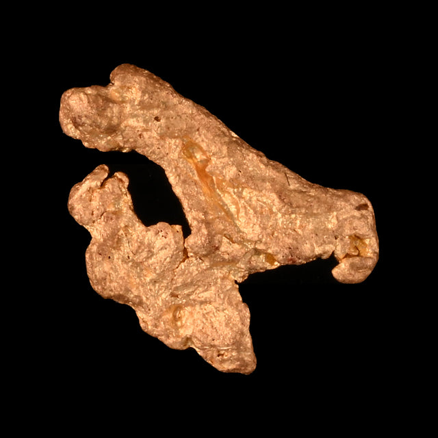 Goldnugget aus Leonora, Westaustralien, 0,53 g, Unikat Nr. 26-0331, freigestellt vor schwarzem Grund