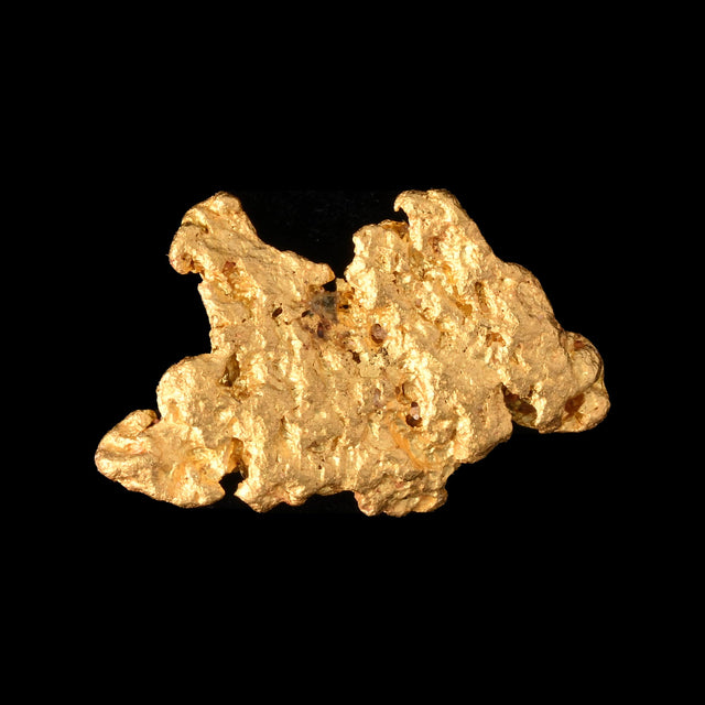 Goldnugget aus Leonora, Westaustralien, 0,54 g, Unikat Nr. 26-0029, freigestellt vor schwarzem Grund