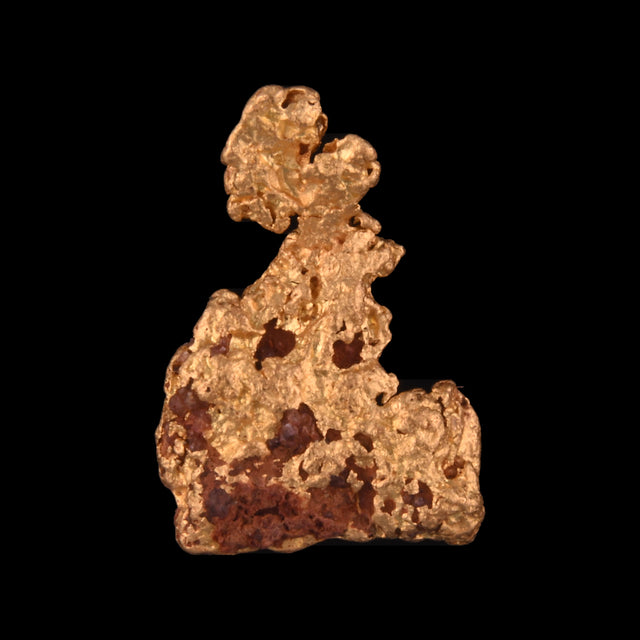Goldnugget aus Leonora, Westaustralien, 0,60 g, Unikat Nr. 26-0124, freigestellt vor schwarzem Grund