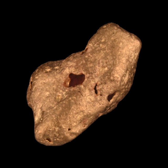 Goldnugget aus Leonora, Westaustralien, 0,60 g, Unikat Nr. 26-0158, freigestellt vor schwarzem Grund