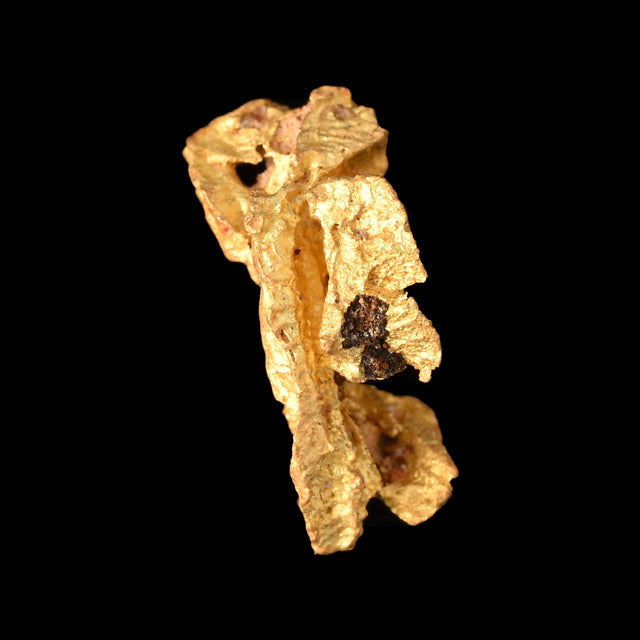 Goldnugget aus Leonora, Westaustralien, 0,63 g, Unikat Nr. 26-0286, freigestellt vor schwarzem Grund