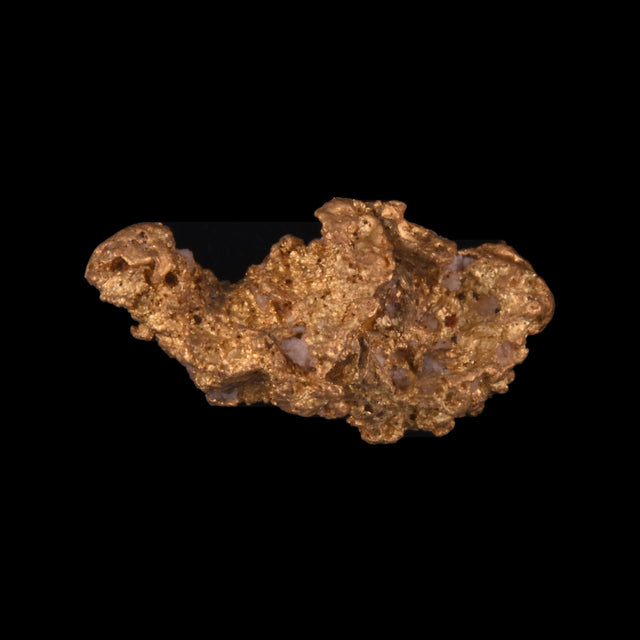 Goldnugget aus Leonora, Westaustralien, 0,66 g, Unikat Nr. 26-0125, freigestellt vor schwarzem Grund