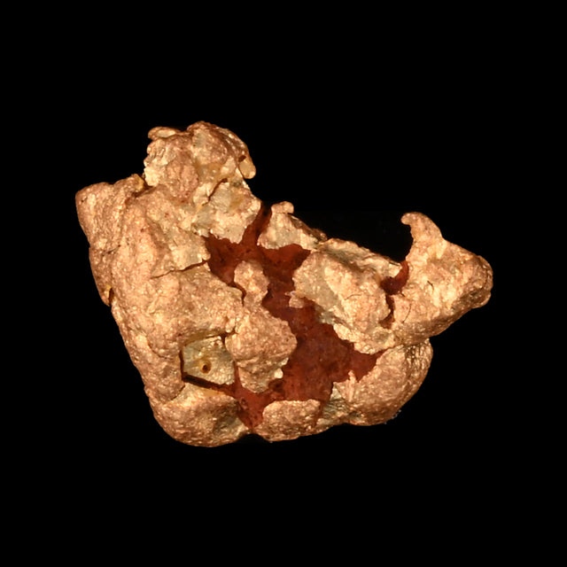 Goldnugget aus Leonora, Westaustralien, 0,71 g, Unikat Nr. 26-0332, freigestellt vor schwarzem Grund