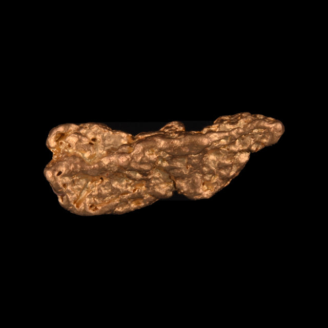 Goldnugget aus Leonora, Westaustralien, 0,75 g, Unikat Nr. 26-0139, freigestellt vor schwarzem Grund