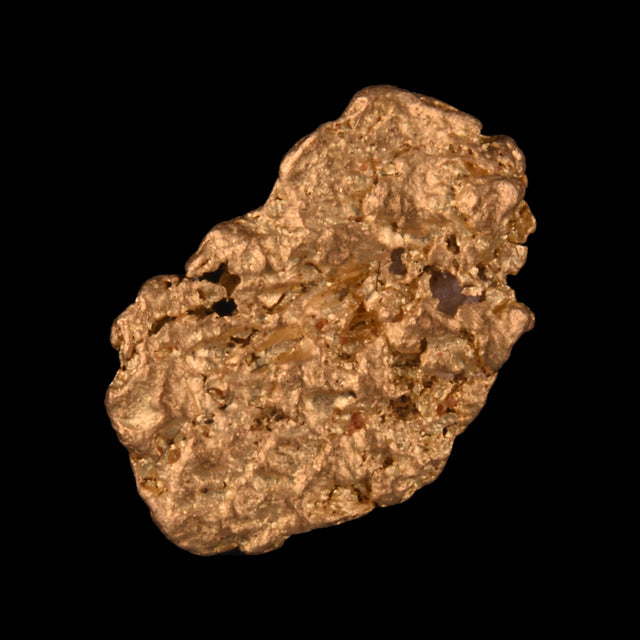 Goldnugget aus Leonora, Westaustralien, 0,80 g, Unikat Nr. 26-0133, freigestellt vor schwarzem Grund
