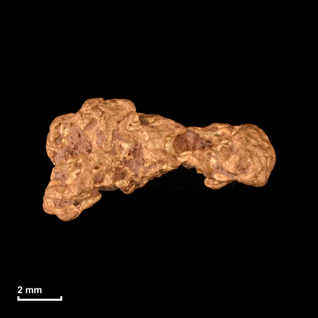 Goldnugget Nr. 26-0323 mit Maßstab: 10,5 × 5,6 mm bei 0,82 g