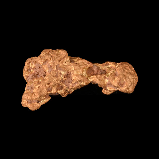Goldnugget aus Leonora, Westaustralien, 0,82 g, Unikat Nr. 26-0323, freigestellt vor schwarzem Grund