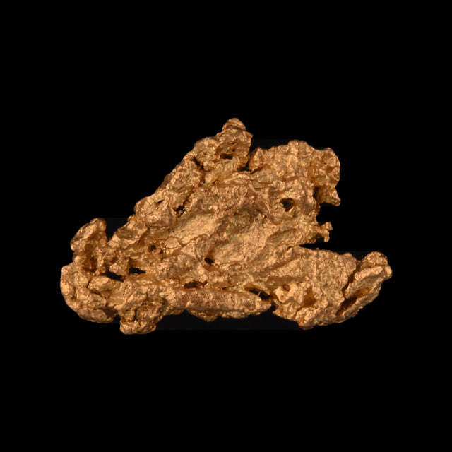 Goldnugget aus Leonora, Westaustralien, 0,92 g, Unikat Nr. 26-0240, freigestellt vor schwarzem Grund