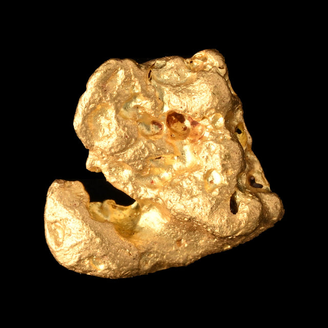 Goldnugget aus Leonora, Westaustralien, 0,93 g, Unikat Nr. 26-0115, freigestellt vor schwarzem Grund
