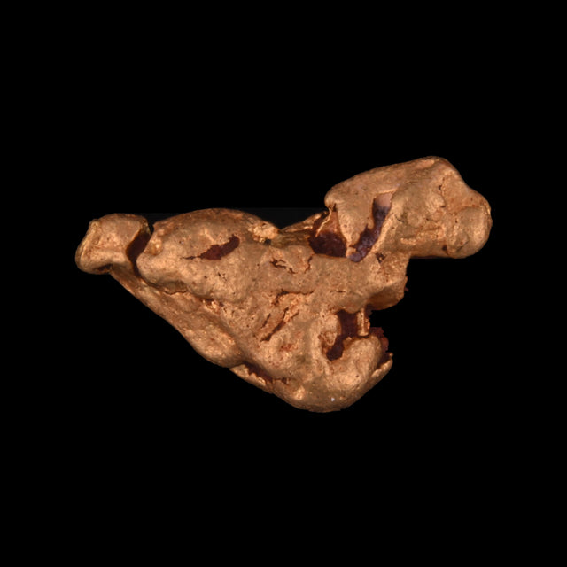 Goldnugget aus Leonora, Westaustralien, 1,03 g, Unikat Nr. 26-0167, freigestellt vor schwarzem Grund