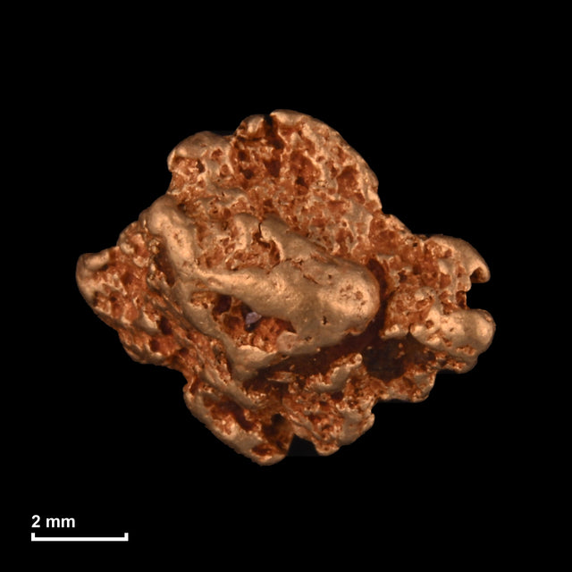 Goldnugget Nr. 26-0155 mit Maßstab: 8,7 × 7,4 mm bei 1,09 g