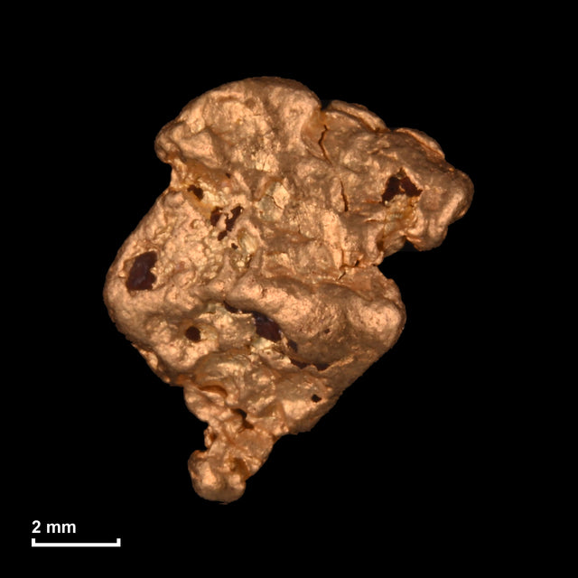 Goldnugget Nr. 26-0247 mit Maßstab: 9,6 × 8,4 mm bei 1,10 g