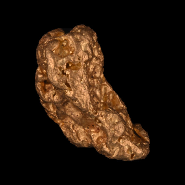 Goldnugget aus Leonora, Westaustralien, 1,23 g, Unikat Nr. 26-0251, freigestellt vor schwarzem Grund