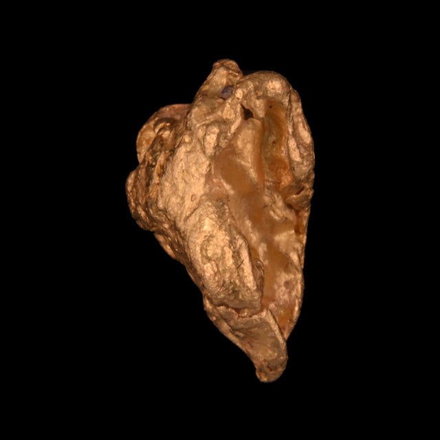 Goldnugget aus Leonora, Westaustralien, 1,27 g, Unikat Nr. 26-0237, freigestellt vor schwarzem Grund