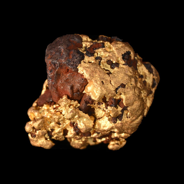 Goldnugget aus Leonora, Westaustralien, 1,40 g, Unikat Nr. 26-0337, freigestellt vor schwarzem Grund