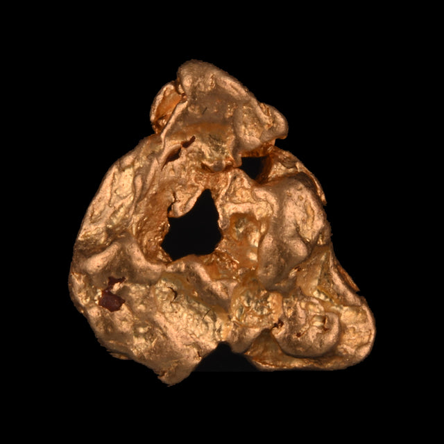 Goldnugget aus Leonora, Westaustralien, 1,41 g, Unikat Nr. 26-0250, freigestellt vor schwarzem Grund