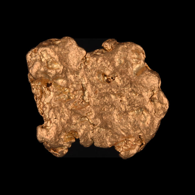 Goldnugget aus Leonora, Westaustralien, 1,48 g, Unikat Nr. 26-0238, freigestellt vor schwarzem Grund