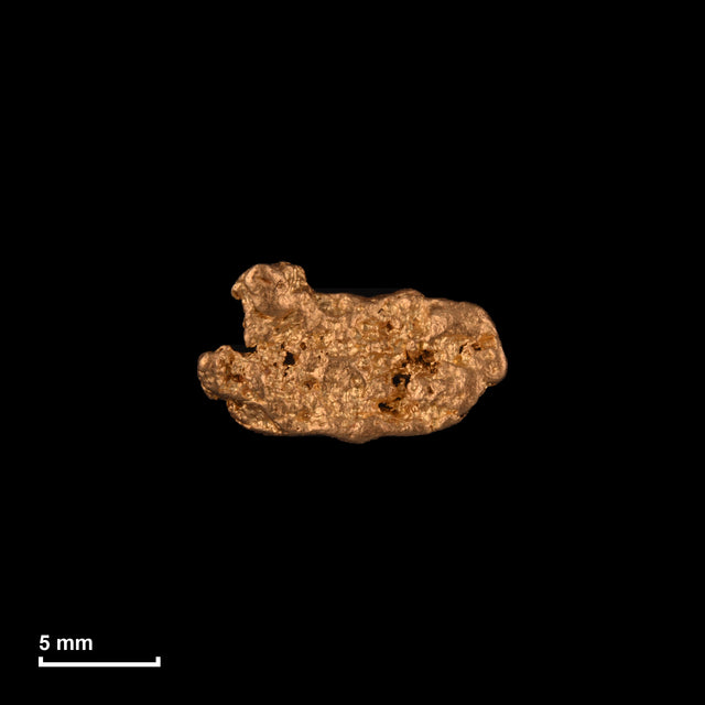 Goldnugget Nr. 26-0252 in tatsächlicher Größe – alle Nuggets im gleichen Maßstab aufgenommen