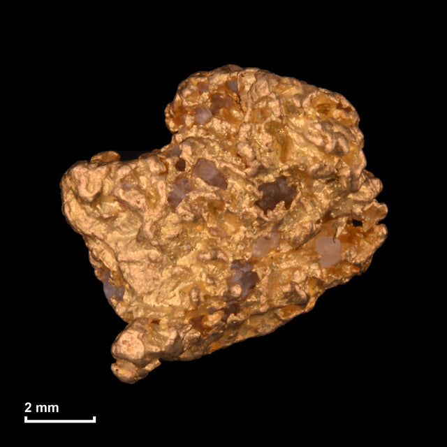 Goldnugget Nr. 26-0256 mit Maßstab: 9,2 × 9,0 mm bei 1,71 g