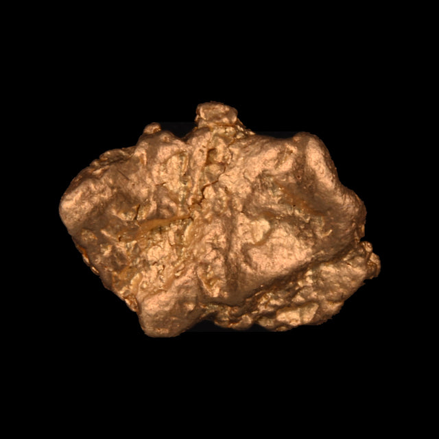 Goldnugget aus Leonora, Westaustralien, 1,77 g, Unikat Nr. 26-0239, freigestellt vor schwarzem Grund