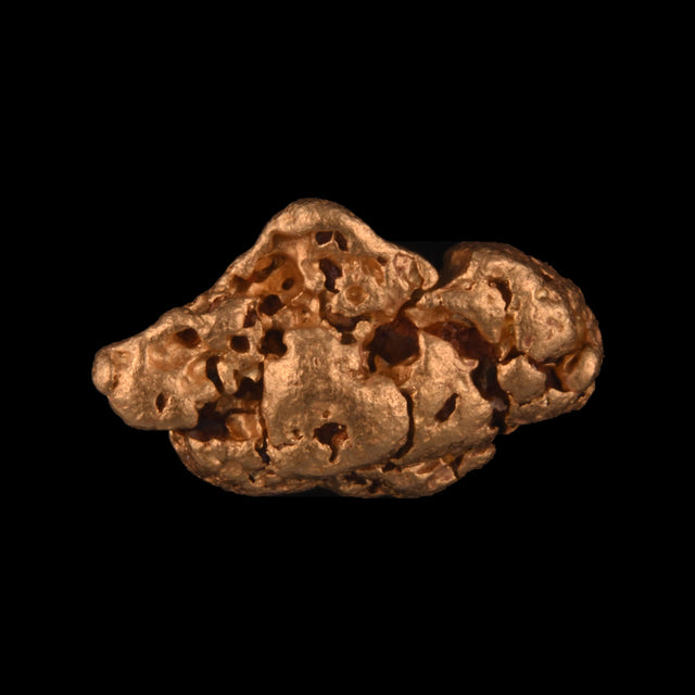 Goldnugget aus Leonora, Westaustralien, 1,94 g, Unikat Nr. 26-0257, freigestellt vor schwarzem Grund