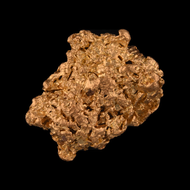 Goldnugget aus Leonora, Westaustralien, 2,04 g, Unikat Nr. 26-0262, freigestellt vor schwarzem Grund