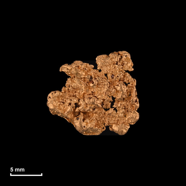 Goldnugget Nr. 26-0275 in tatsächlicher Größe – alle Nuggets im gleichen Maßstab aufgenommen