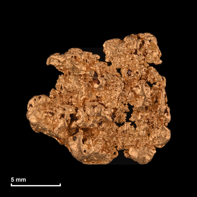 Goldnugget Nr. 26-0275 mit Maßstab: 14,5 × 13,3 mm bei 2,12 g