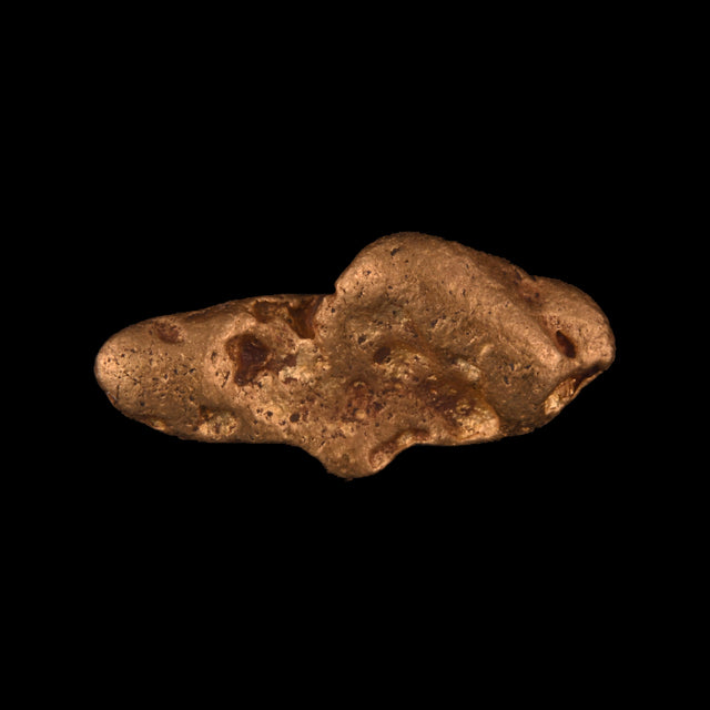 Goldnugget aus Leonora, Westaustralien, 2,23 g, Unikat Nr. 26-0270, freigestellt vor schwarzem Grund