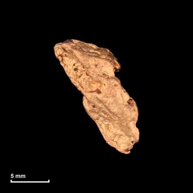 Goldnugget Nr. 26-0005 mit Maßstab: 15,1 × 11,3 mm bei 2,85 g