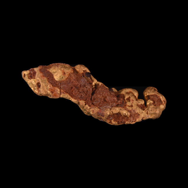 Goldnugget aus Leonora, Westaustralien, 3,12 g, Unikat Nr. 26-0277, freigestellt vor schwarzem Grund