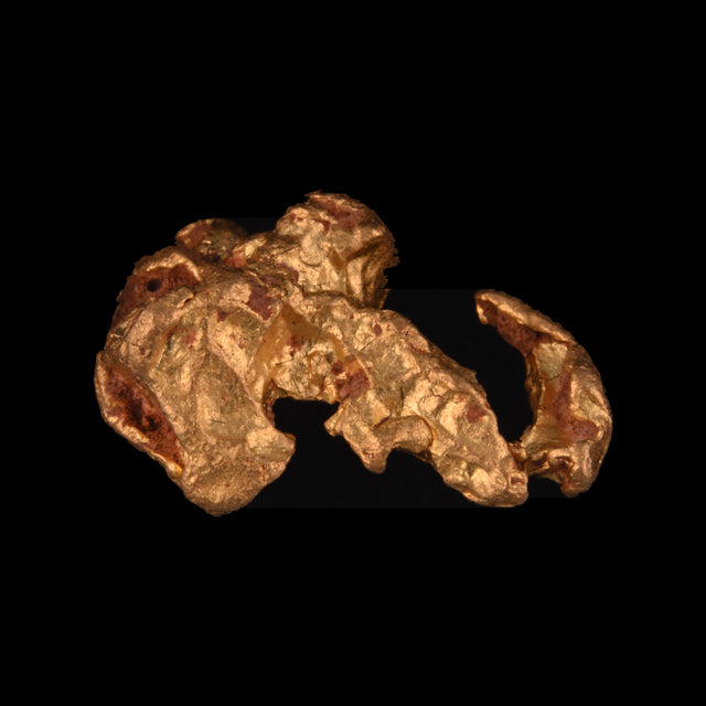 Goldnugget aus Leonora, Westaustralien, 3,23 g, Unikat Nr. 26-0283, freigestellt vor schwarzem Grund