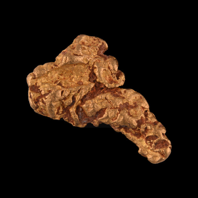 Goldnugget aus Leonora, Westaustralien, 3,82 g, Unikat Nr. 26-0279, freigestellt vor schwarzem Grund